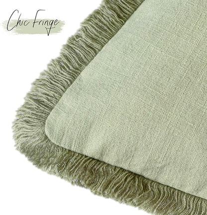 Foindtower Set of 2 Decorative Linen Fringe Throw Pillow Covers Farmhouse - Image 3