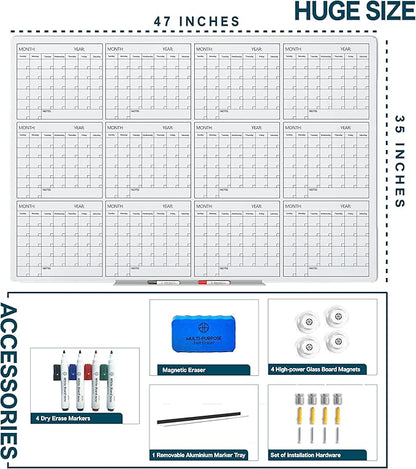 J&J worldwide Glass Whiteboard Yearly Calendar - Image 6