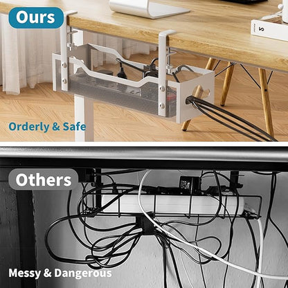 Under Desk Cable Management Tray 3 Pack, Cable Management Under Desk No Drill - Image 4