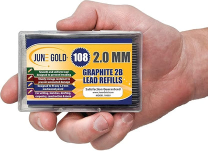 June Gold 108 Pieces, 2.0 mm 2B Lead Refills, 90 mm Length, Extra Bold Thickness - Image 3