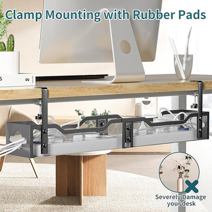 Under Desk Cable Management Tray Black, Litwaro Cable Management Under Desk No - Image 5