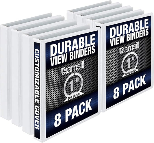 Samsill Durable 1 Inch Binder, Made in the USA, Round Ring Customizable Clear by Samsill