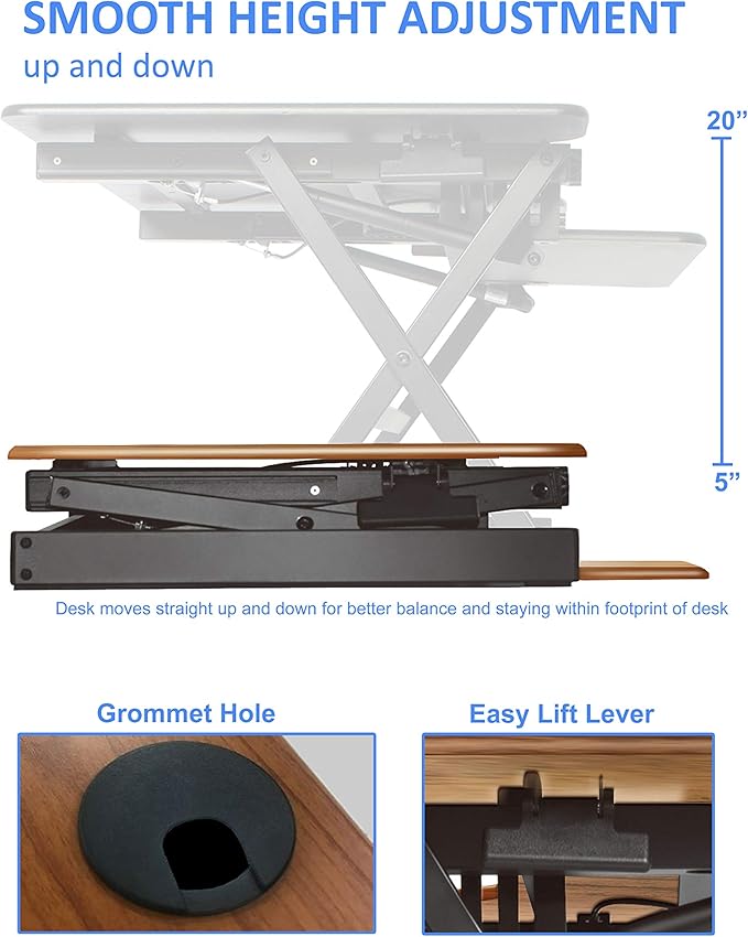 Rocelco 40" Large Height Adjustable Standing Desk Converter - Image 3
