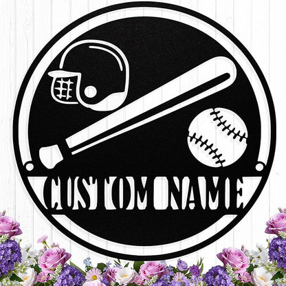 Personalized Baseball Metal Sign Custom Name Sign Baseball Player Gift Boys by HengMeiZiK