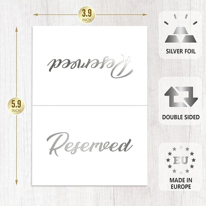 10 Pack Silver Reserved Table Signs - Image 6