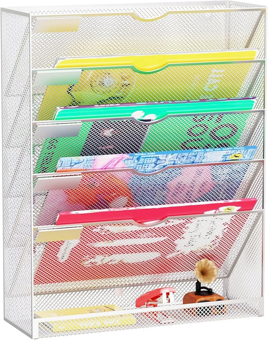 GDINDINFAN Hanging Wall File Organizer 6 Tier Wall Mounted File Holder Document by GDINDINFAN