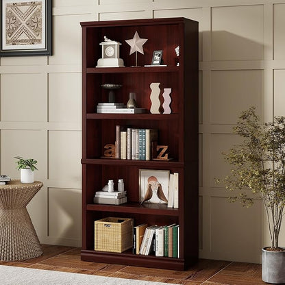 Bevfint Bookshelf, Open Storage 70 Inch Tall 5 Shelf Bookcase, Floor Standing - Image 4