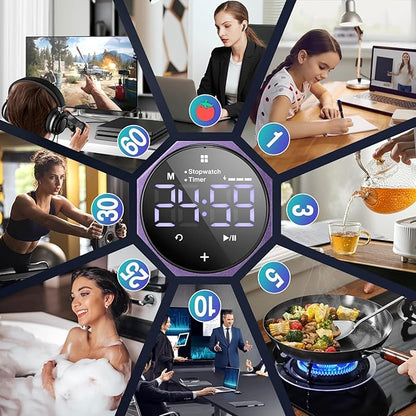 Digital Pomodoro Timer, Frosted Metal Productivity Cube Timer, 1.8 in LED - Image 8