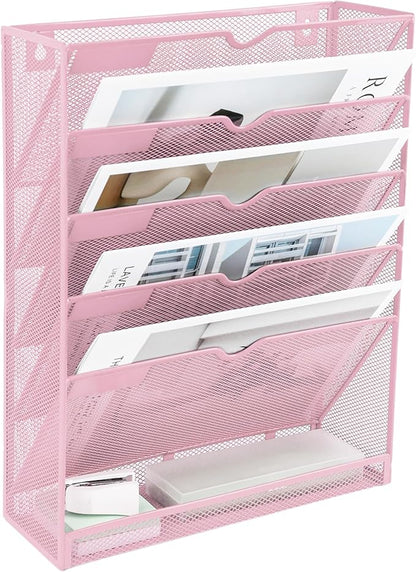 EASEPRES 6 Tier Mesh Hanging Wall File Organizer, Desk Vertical Mail Paper - Image 8