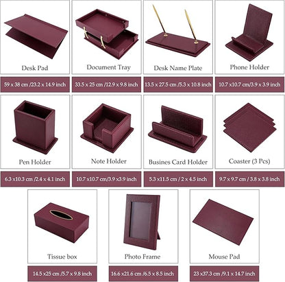 RitPin Desk Set，11-Piece Leather Desk Organizer Set, Executive Office - Image 3