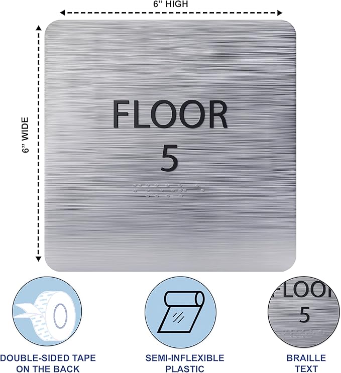 Modern Olive ADA Floor 5 Sign - Image 3