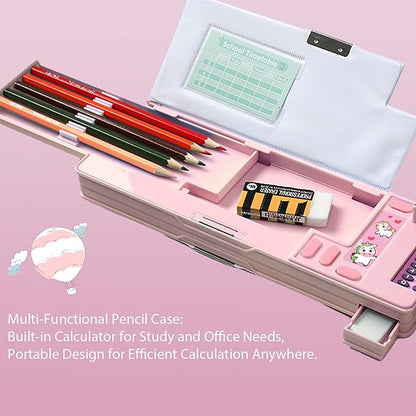 Pop Up Multifunction Pencil Case, Cute Cartoon Pen Box Organizer Stationery - Image 2