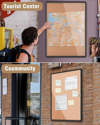 Mifuro 38"x28" Enclosed Bulletin Board, Lockable Weather-Resistant Aluminum - Image 8
