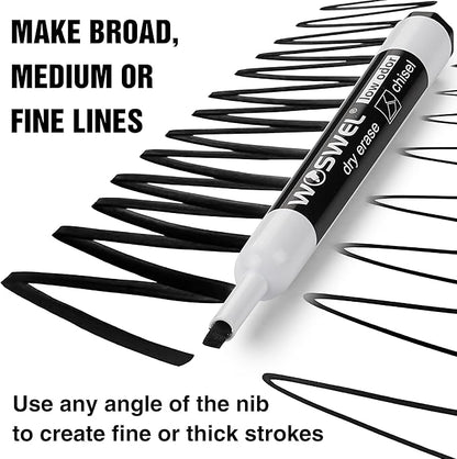 WOSWEL Dry Erase Markers Bulk, Chisel Tip Whiteboard Markers, Low Odor Thick - Image 6