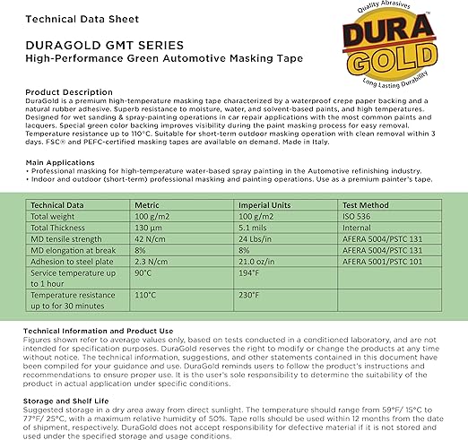 Dura-Gold Green Automotive Masking Tape 1/2 Inch, Case of 72 Rolls - Image 6