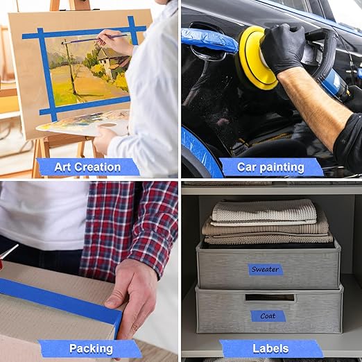 NEOACT 10 Rolls Blue Painters Tape 3 Inches, 55 Yards Multi-Surface Masking - Image 7