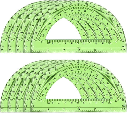 Hoiny 10 Pack Clear Protractor, 6 Inch Plastic Protractors, 180 Degrees by Hoiny