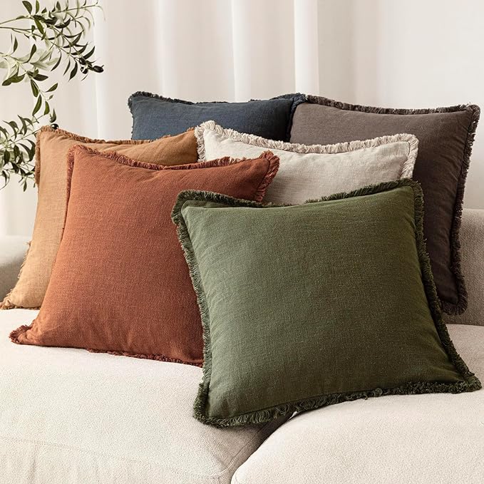 Foindtower Set of 2 Decorative Linen Fringe Lumbar Throw Pillow Covers - Image 6