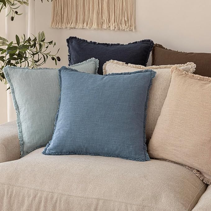 Foindtower Set of 2 Decorative Linen Fringe Lumbar Throw Pillow Covers Boho - Image 7