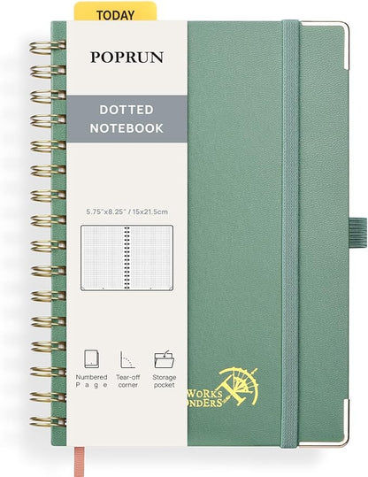 POPRUN Spiral Dotted Journal Notebook, by POPRUN