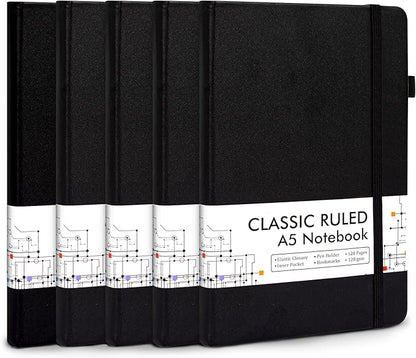 5 Pack Journal Notebook Bulk for School, Feela Hardcover Business Notebooks by feela