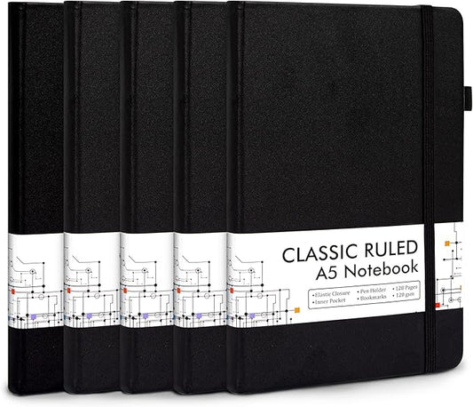 5 Pack Journal Notebook Bulk for School, Feela Hardcover Business Notebooks by feela