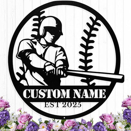 Personalized Baseball Metal Sign, Custom Baseball Signs Wall Art, Custom Name by HengMeiZiK