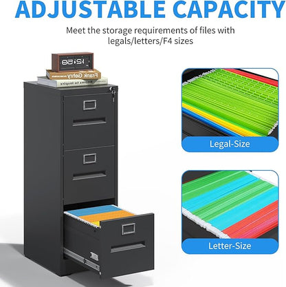 Yukimo 3 Drawer File Cabinet, Vertical File Cabinet - Image 7
