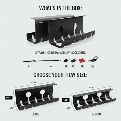 No-Drill Under Desk Cable Management Tray - Image 2