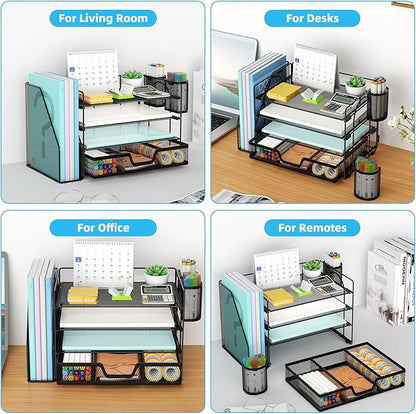 Marbrasse Desk Organizer and Accessories，4-Tier Paper Letter Tray Organizer - Image 6
