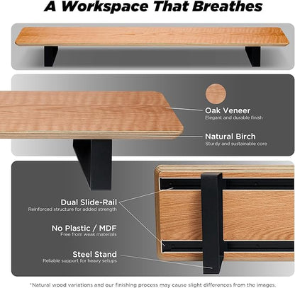 ULTRARM Moodular Wooden Monitor Stand 45.6” Large Desk Organizer - Image 3