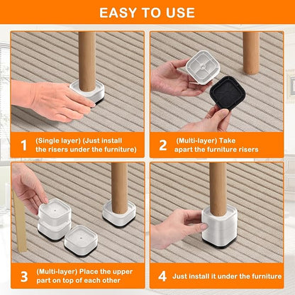 shouwuhho 6 Pack Furniture Risers Adjustable Bed Risers Heavy Duty Lifts Height - Image 6
