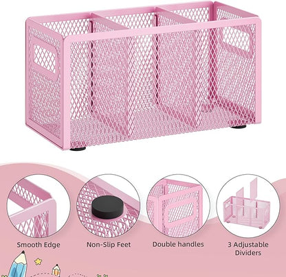 Marbrasse Mesh Pen Holder for Desk, Pencil Holder Desk Organizer 3 Adjustable - Image 4
