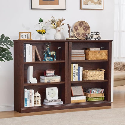 RWYHG 43" Walnut Tall Bookshelf Set of 3, 3-Tier Thick Wooden Book Shelf - Image 8