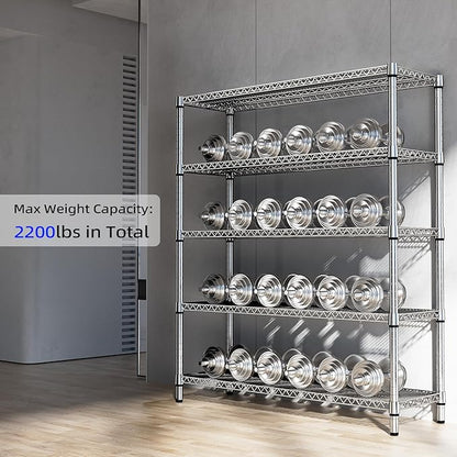 M MZG 2200 Lbs 5 Tier Storage Rack Metal Wire Shelving Unit, Storage Standing - Image 6
