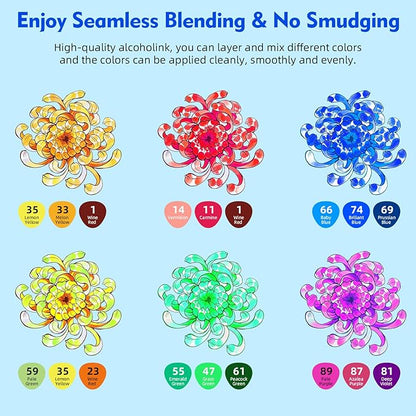 HOMSAILMO-60 Color Alcohol Marker Painting Set, Chisel and Exquisite Double - Image 3