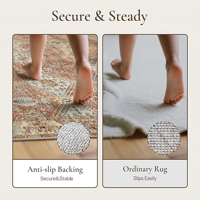 GENIMO 9x12 Area Rugs for Living Room, Machine Washable Non Slip Rugs, Low Pile - Image 5