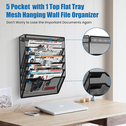 KZWKRG 6 Tier Wall File Organizer Hanging Vertical File Organizer, Wall Mounted - Image 5