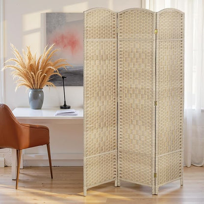 HOMCOM 3 Panel Room Divider, Hand-Woven Freestanding Wall Partition - Image 9