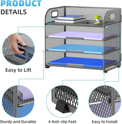 Marbrasse 4 Tier Paper Organizer Letter Tray - Image 4