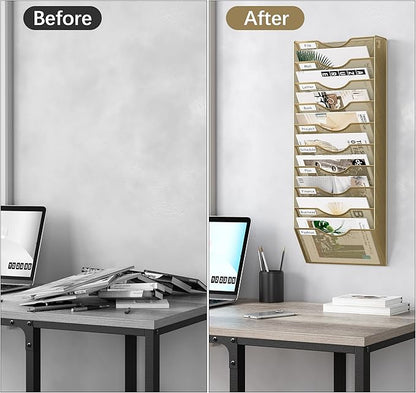 EasyPAG 10 Pocket Mesh Wall File Organizer, Hanging Paper Folder Holder - Image 5