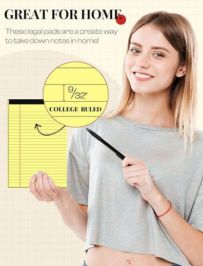 Yellow Note Pads 5x8 Small Legal Pads College Ruled Notepad - Image 3