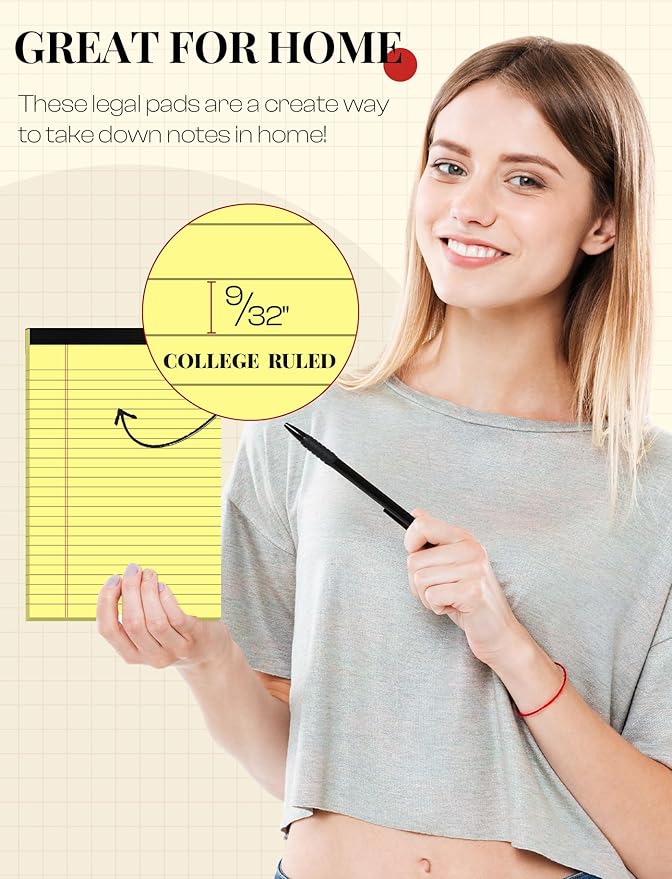 12 Pack Small Yellow Legal Pads 5x8 Note Pads 5x8 College Ruled Yellow Notepads - Image 4
