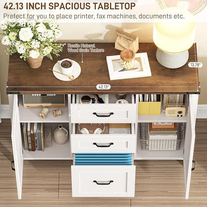 Vabches File Cabinet with 3 Drawers, Farmhouse Lateral File Cabinet Fits Files - Image 5