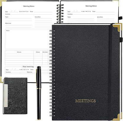 Meeting Notebook Set for Work – 3 Piece PU Leather Business Notebook - Image 2