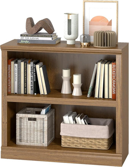 blini 2-Shelf Bookcase Wooden Bookshelves 33in Wide Floor Standing Display - Image 5
