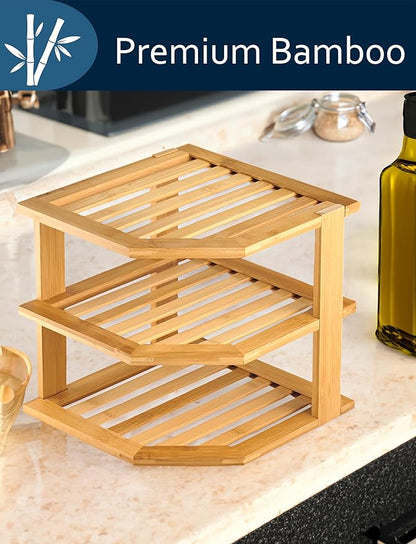 RoyalHouse Bamboo 3-Tier Corner Shelf Organizer - Image 4