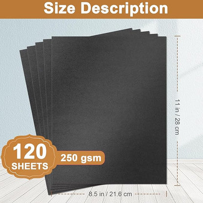 Silunkia 120 Sheets Shimmer Black Cardstock 8.5 x 11 Crafts Paper, 250gsm/92lb - Image 2