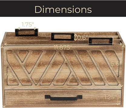 BLU MONACO | Natural Wood Desktop Mail Organizer - Image 6