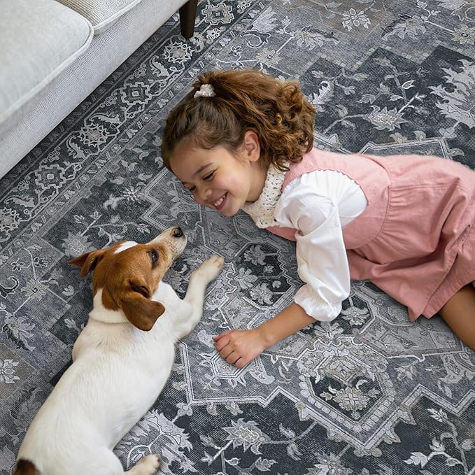 GENIMO 2'6''x8 Runner Rugs for Hallway, Machine Washable Non Slip Vintage Rugs - Image 7